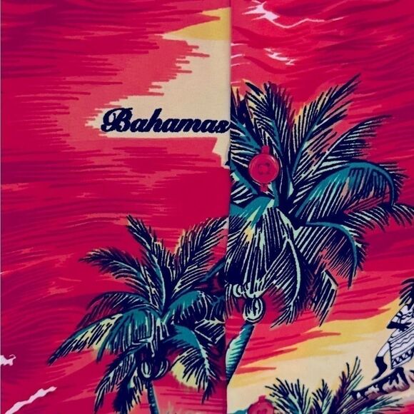 2 for $10 Men’s Blowout Sale Men's RINA Red Caribbean Themed Shirt - Small - Picture 5 of 6
